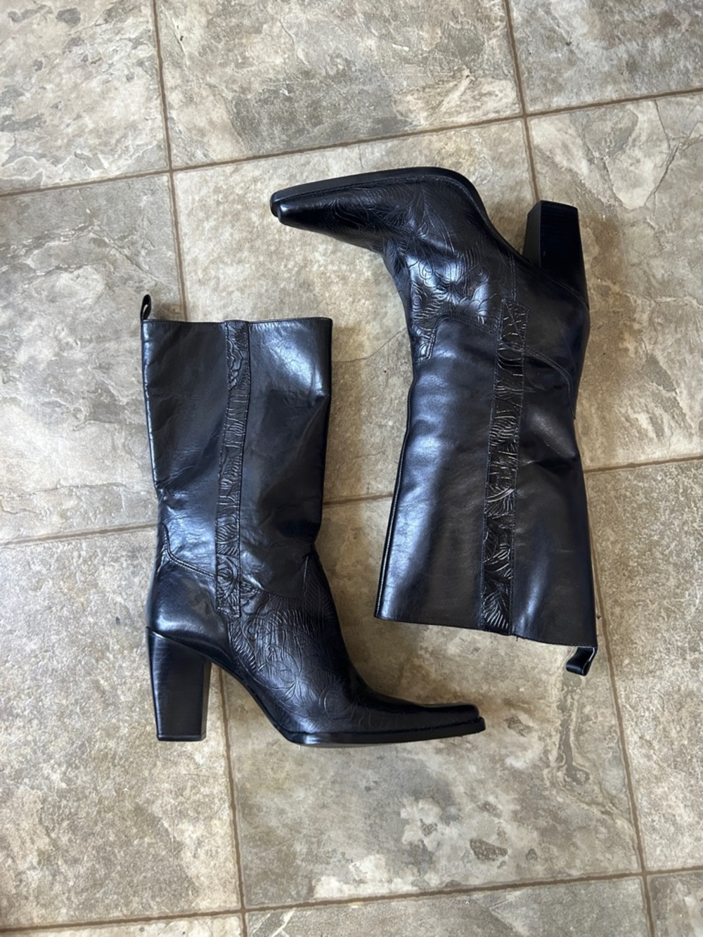 Antonio Melani Black high heel Pointed-Toe Mid-Calf Women's  western Boots